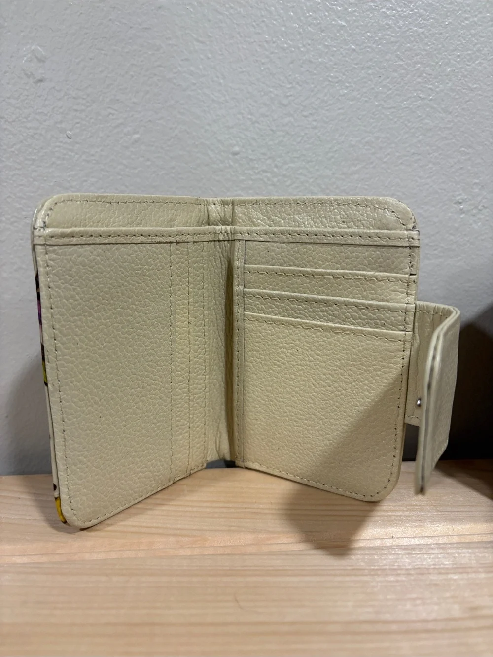 Cream Floral Butterfly Wallet with Colorful Accents